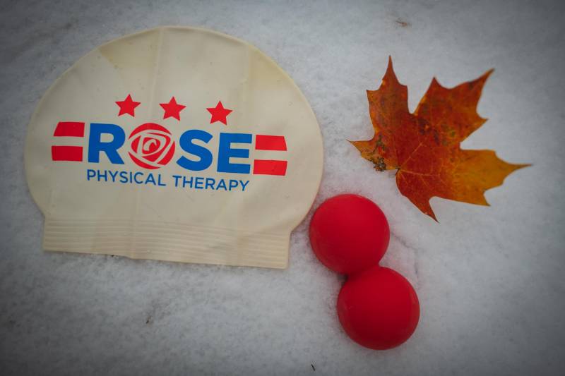 white rose swim cap